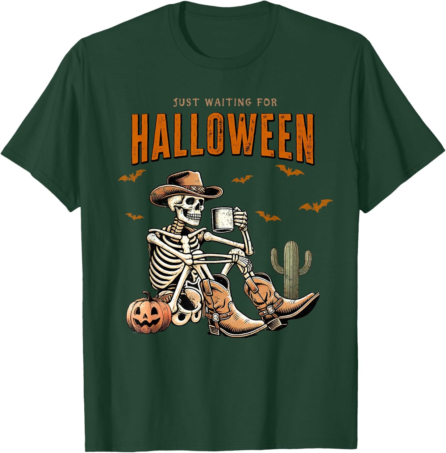 Skeleton spooky vibe summer funny just waiting for Halloween T-Shirt - T-Shirt | Forest