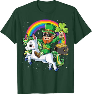 Unicorn St Patricks Day Girls Women Leprechaun Shamrock T-Shirt - T-Shirt | Forest
