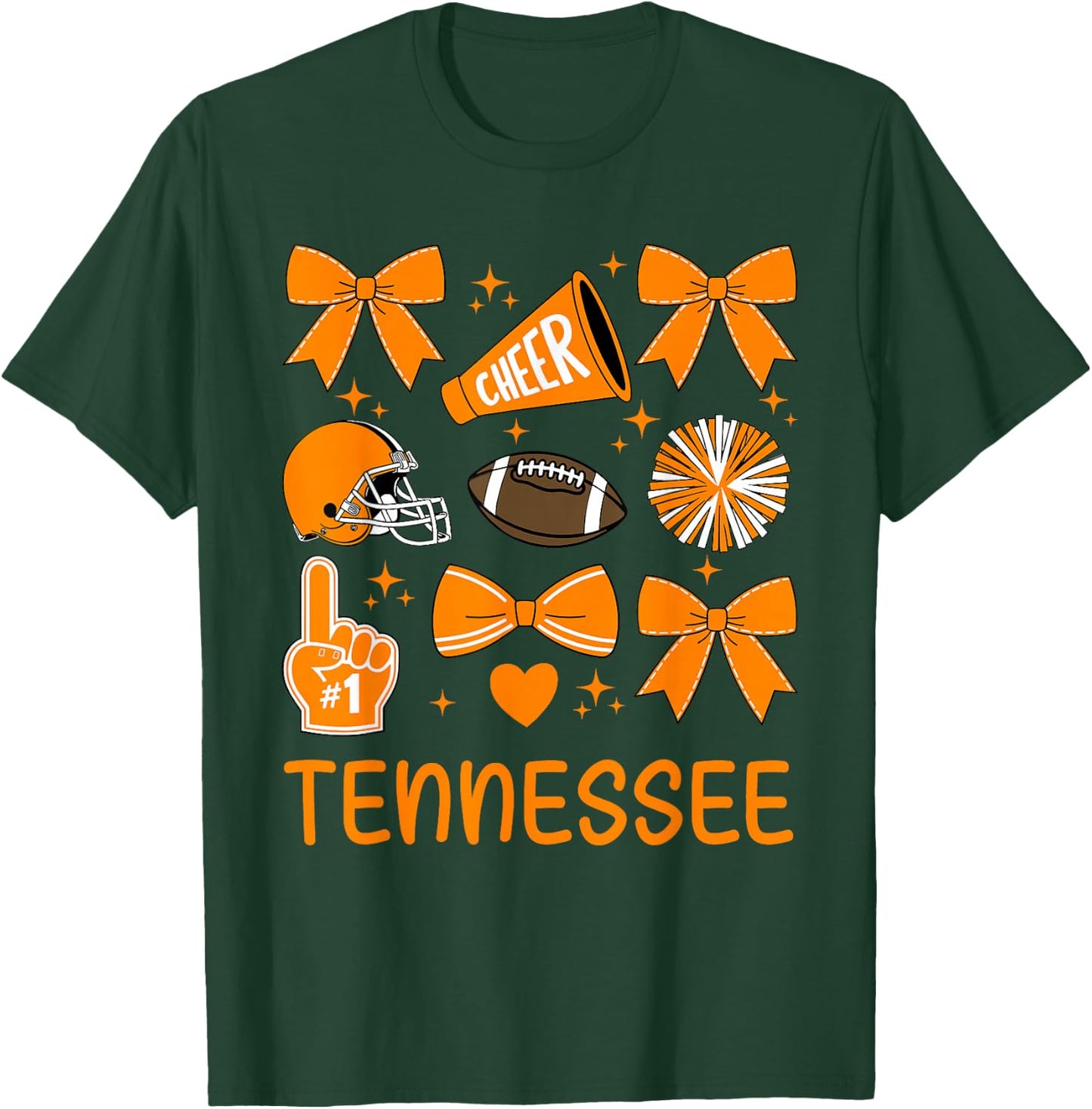 Tennessee Women Toddler Girls Kids Bow Orange For TN Lovers T-Shirt - T-Shirt | Forest