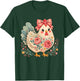 Chicken Lover Girls Women Floral Flower Bow Cute T-Shirt - T-Shirt | Forest