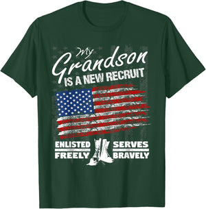 New Recruit Shirt - My Grandson Joined the U.S. Military T-Shirt - T-Shirt | Forest