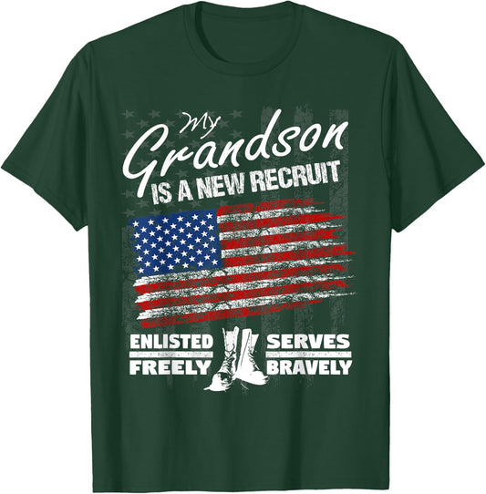 New Recruit Shirt - My Grandson Joined the U.S. Military T-Shirt - T-Shirt | Forest