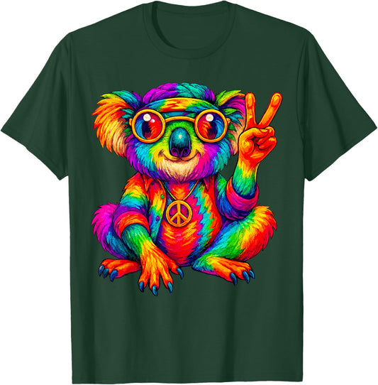 Tie-Dye Koala Peace Sign Hippo T-Shirt - T-Shirt | Forest