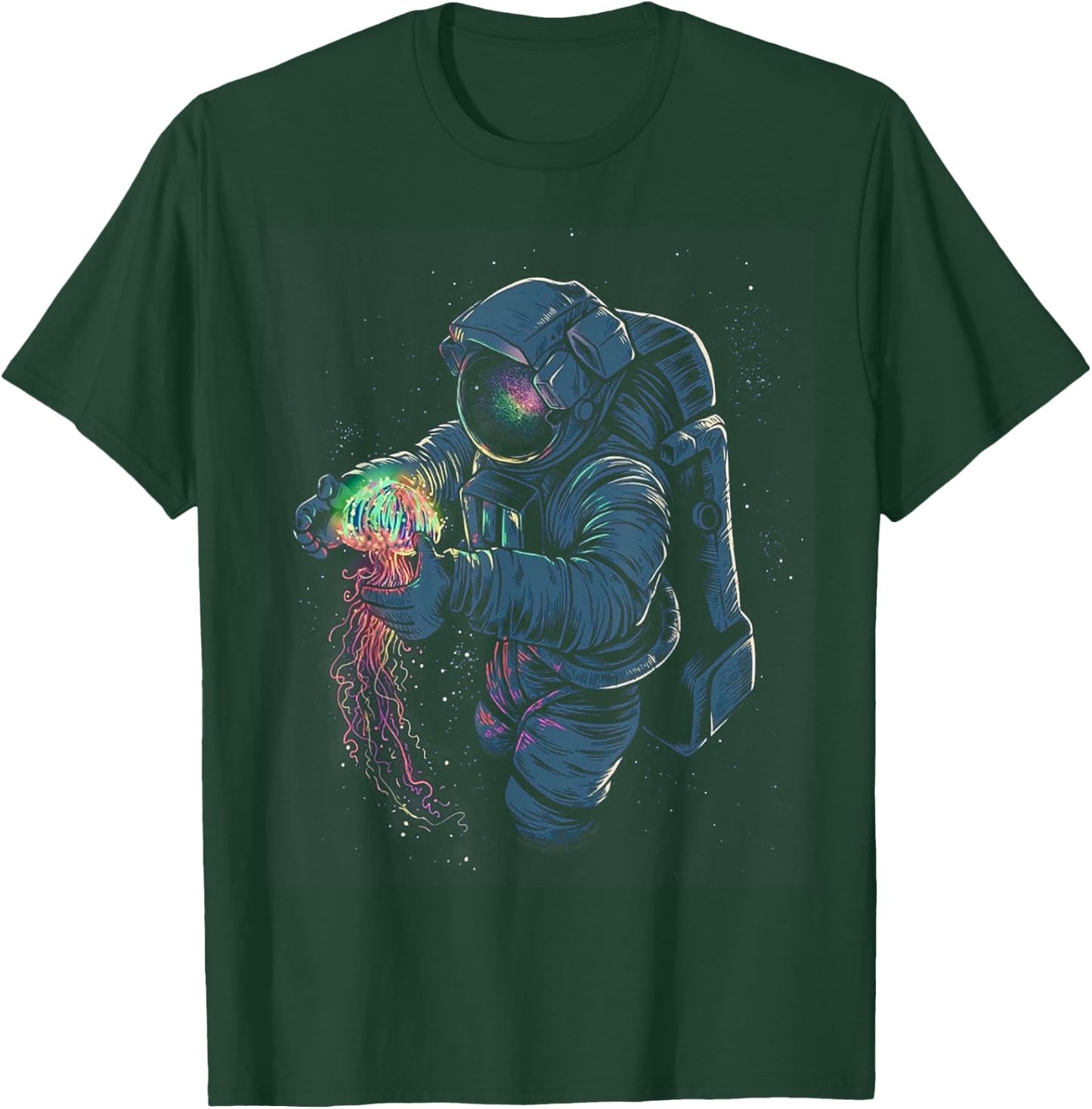 Space Rave T Shirt - Jelly Fish Rainbow Astronaut Friends T-Shirt - T-Shirt | Forest
