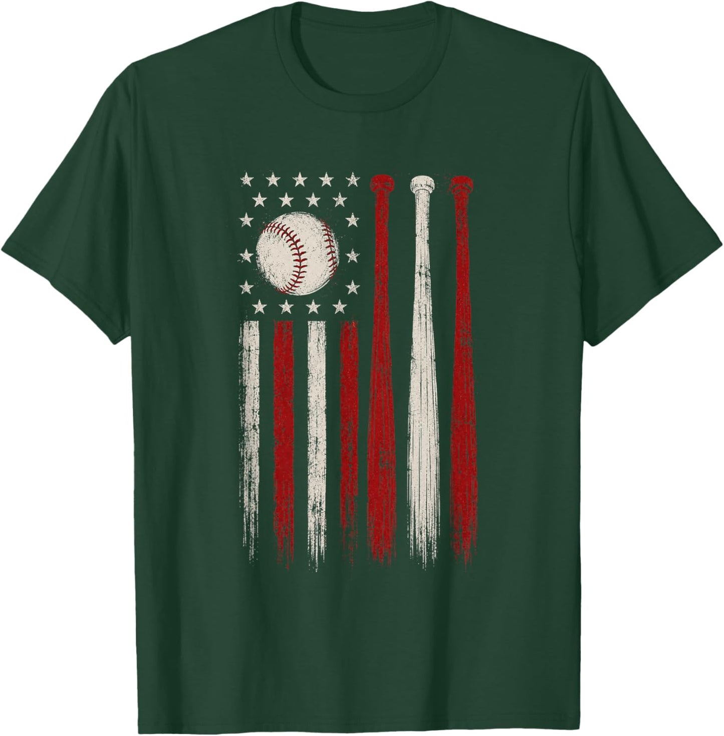 Patriotic Vintage American USA Flag Baseball Dad Mom T-Shirt - T-Shirt | Forest