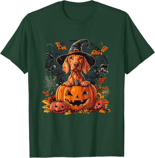 Vizsla Dog Pumpkin Halloween Thanksgiving T-Shirt - T-Shirt | Forest