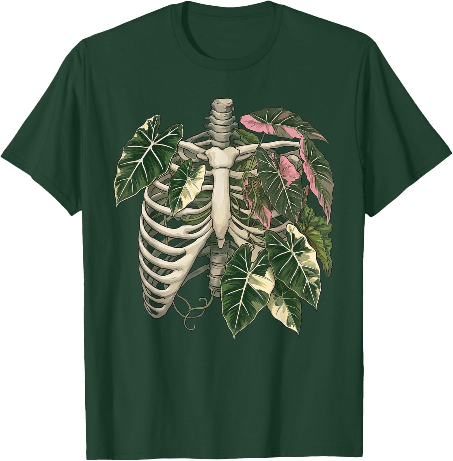 Skeleton Plant Body Funny Alocasia Plant Houseplant Lover T-Shirt - T-Shirt | Forest
