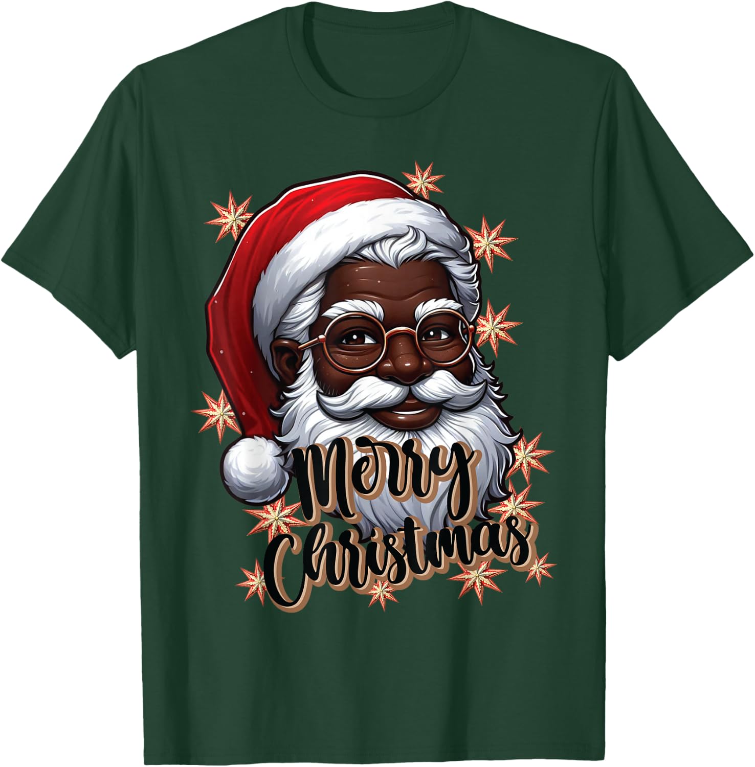 African American Santa Christmas Pajama Black X-Mas T-Shirt - T-Shirt | Forest