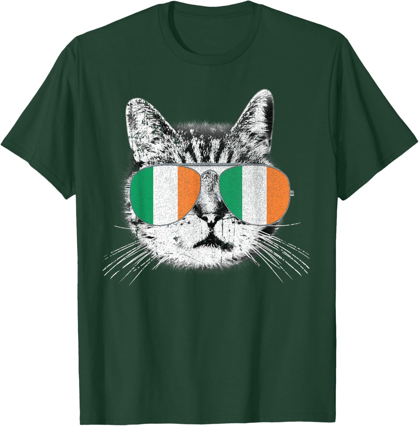 St. Patrick's Day T Shirt Cat Irish Flag Ireland Men Women T-Shirt - T-Shirt | Forest