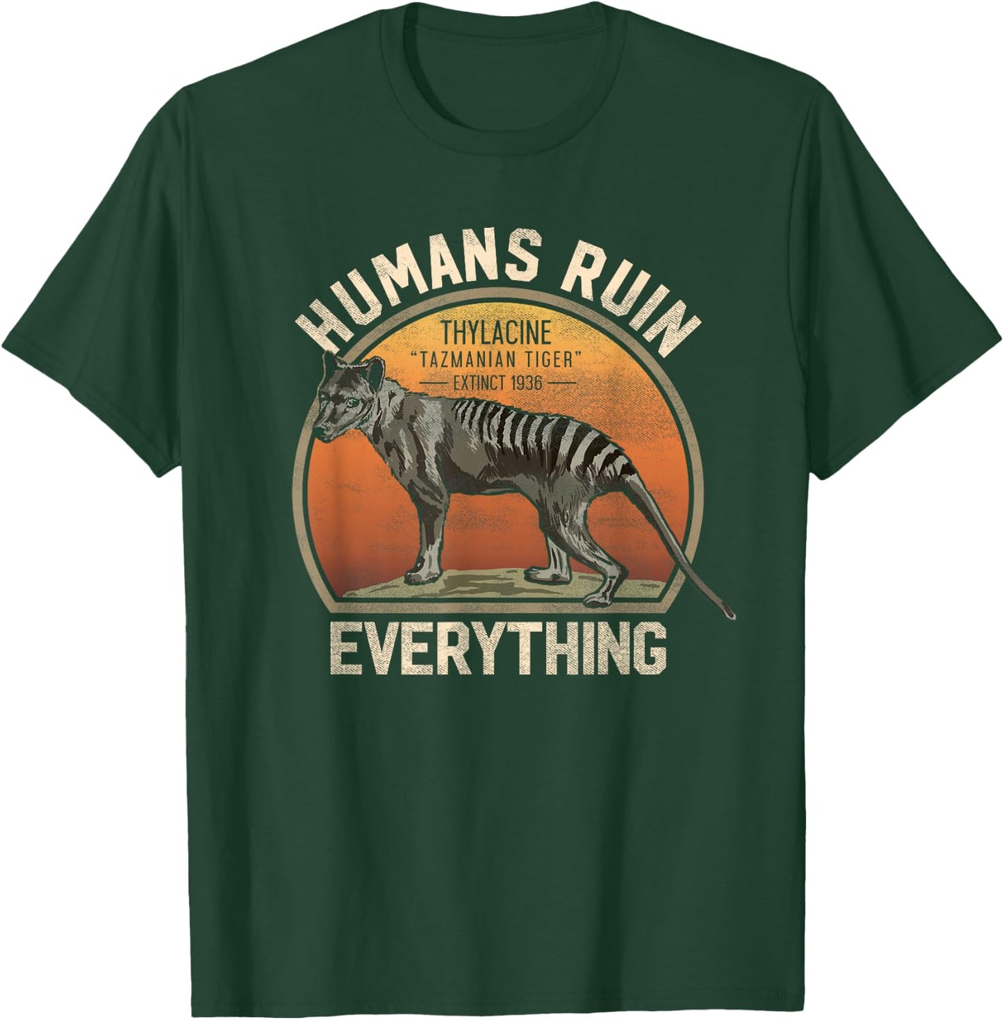 Tasmanian Tiger Thylacine Australian Extinct Animal T Shirt T-Shirt - T-Shirt | Forest