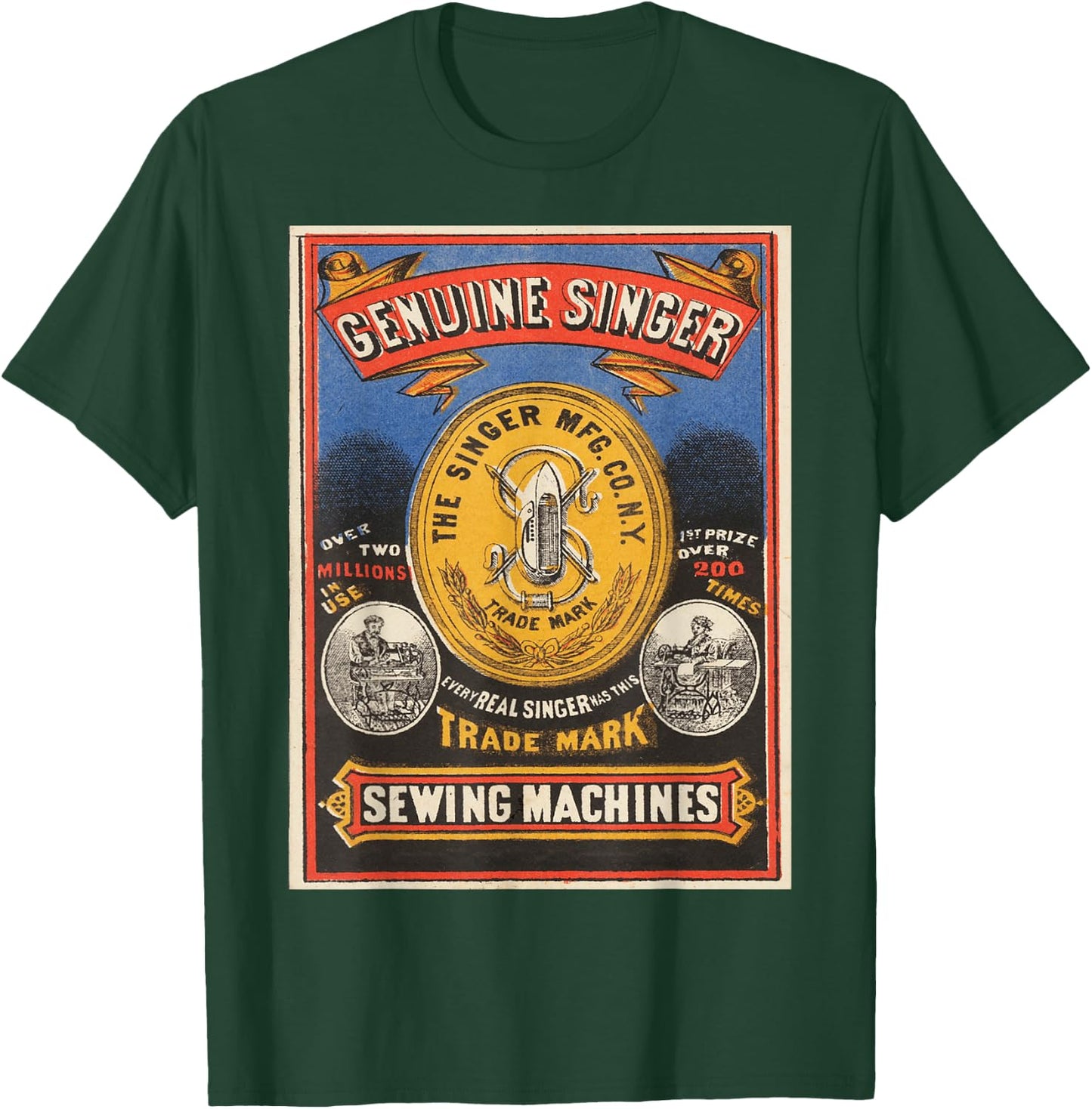 Vintage poster - Singer Sewing Machine Retro T-Shirt - T-Shirt | Forest