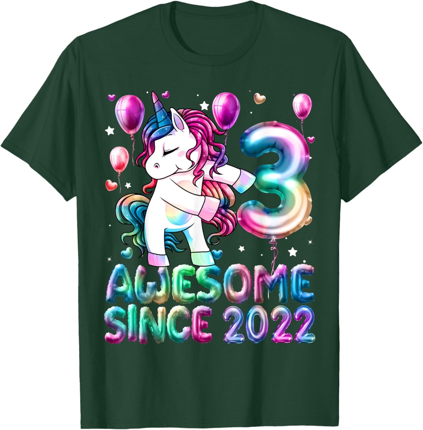 Flossing Unicorn 3 Year Old 3rd Birthday Girl Unicorn Party T-Shirt - T-Shirt | Forest