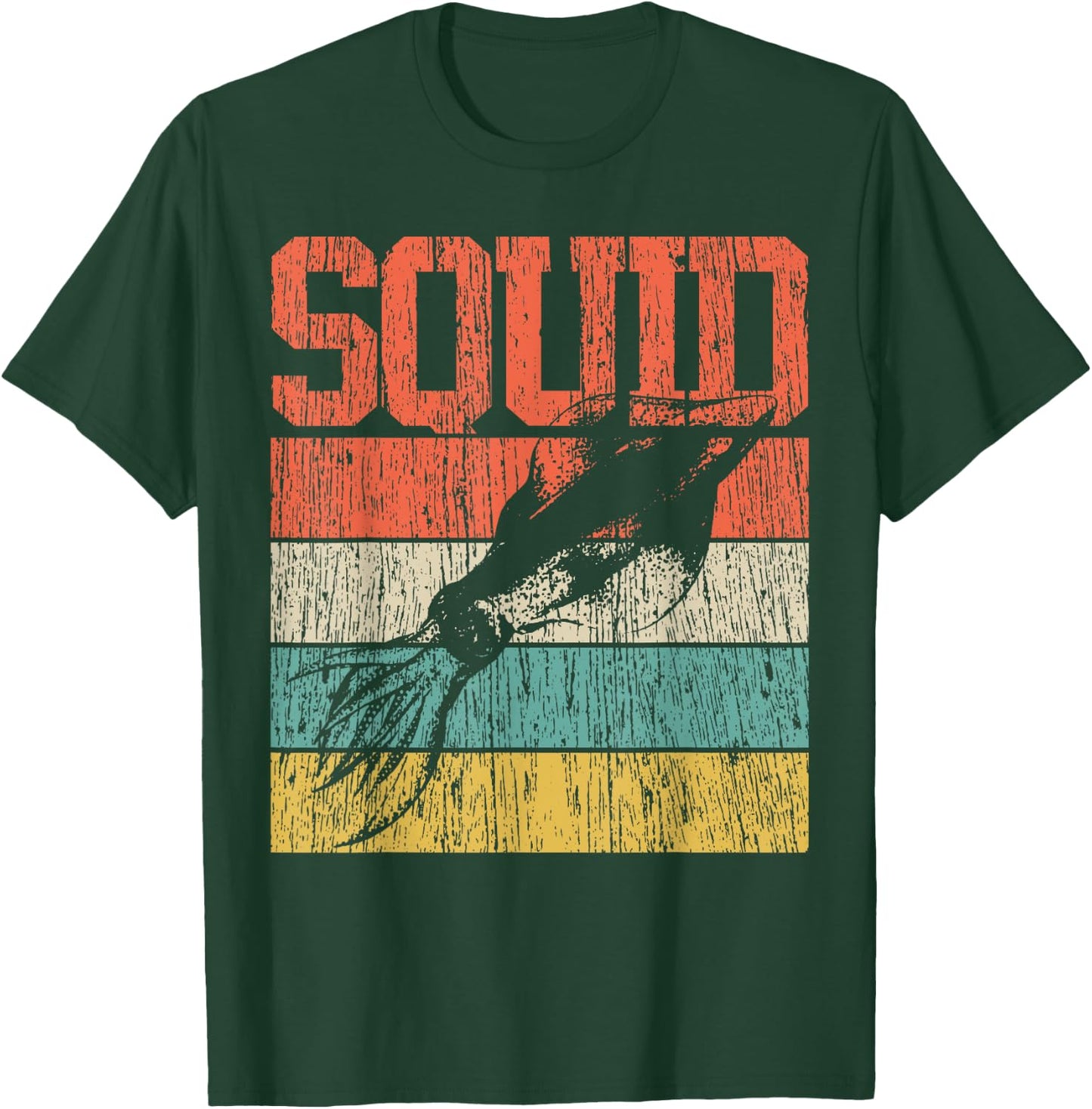 Squid Retro Vintage Marine Biologist T-Shirt - T-Shirt | Forest