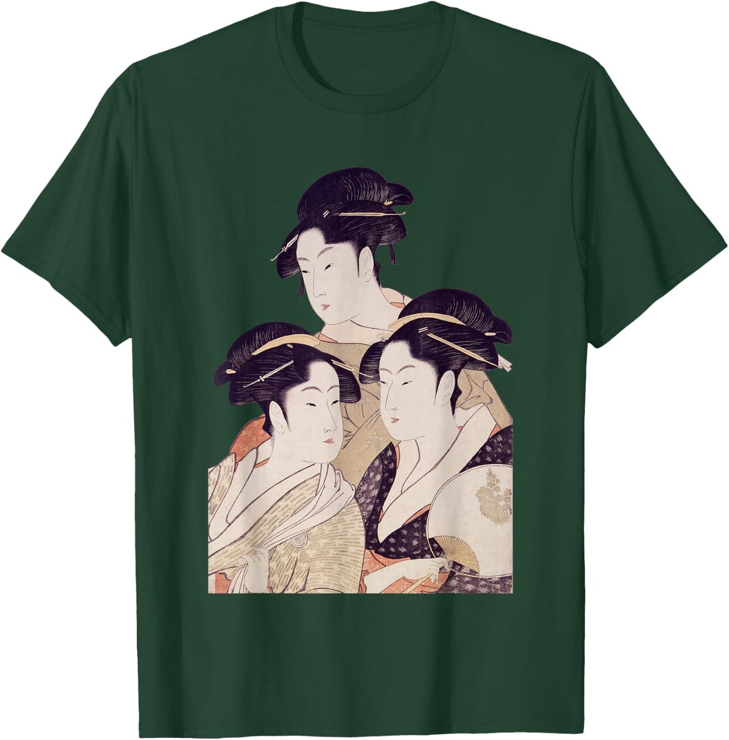 Edo Japan Geisha, Japanese Woodblock T-Shirt - T-Shirt | Forest