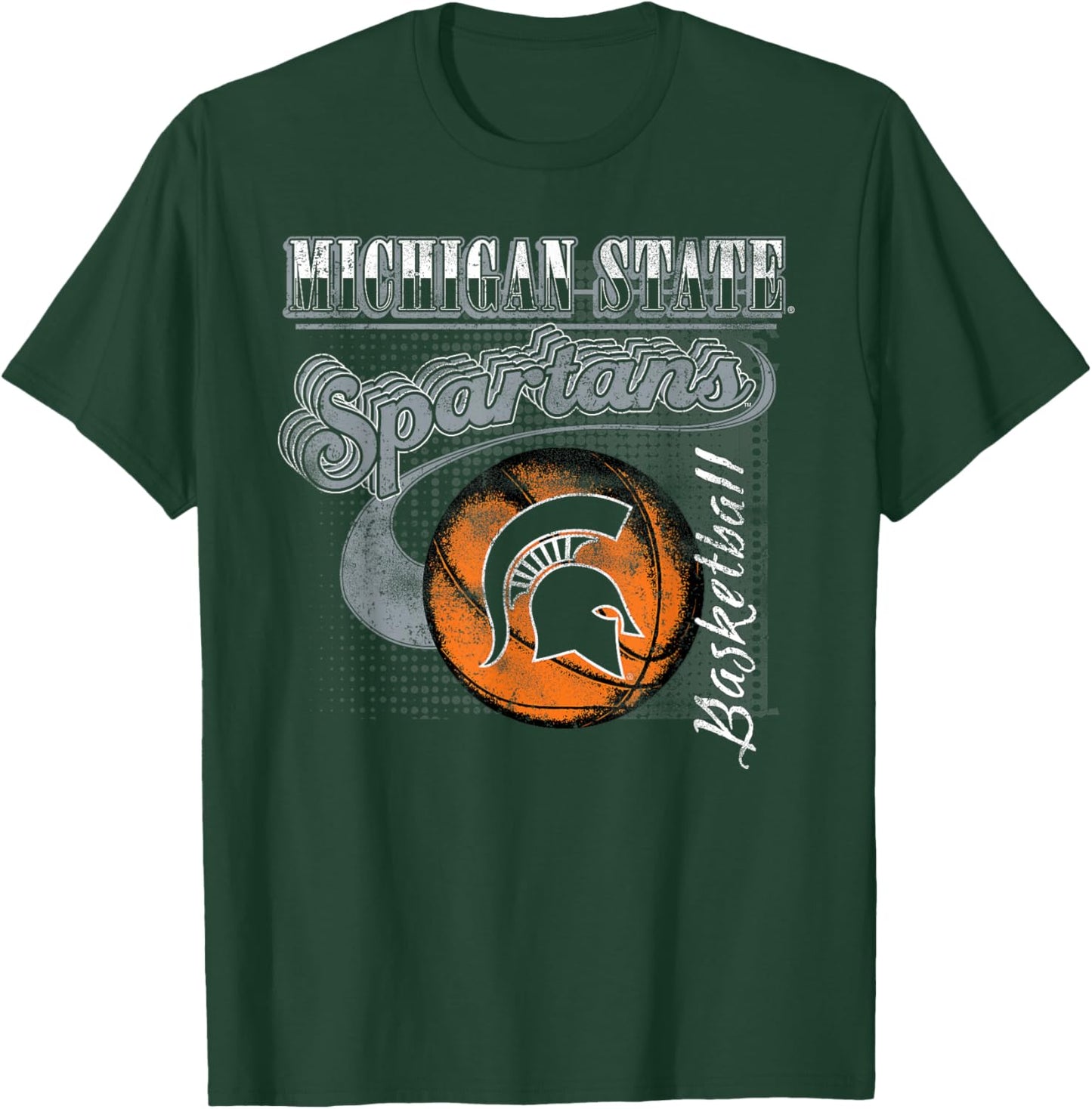 Michigan State Spartans Basketball Retro Green T-Shirt - T-Shirt | Forest