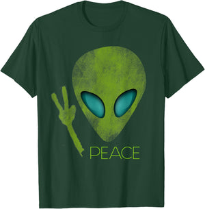 Alien Peace Cool Funny Cute UFO Lover Birthday Gift Small T-Shirt - T-Shirt | Forest