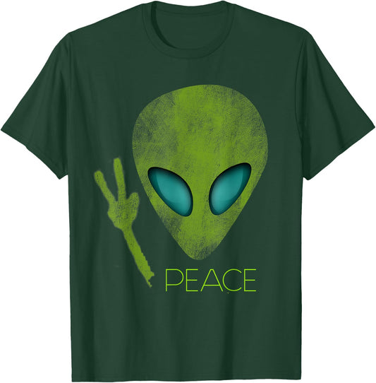 Alien Peace Cool Funny Cute UFO Lover Birthday Gift Small T-Shirt - T-Shirt | Forest