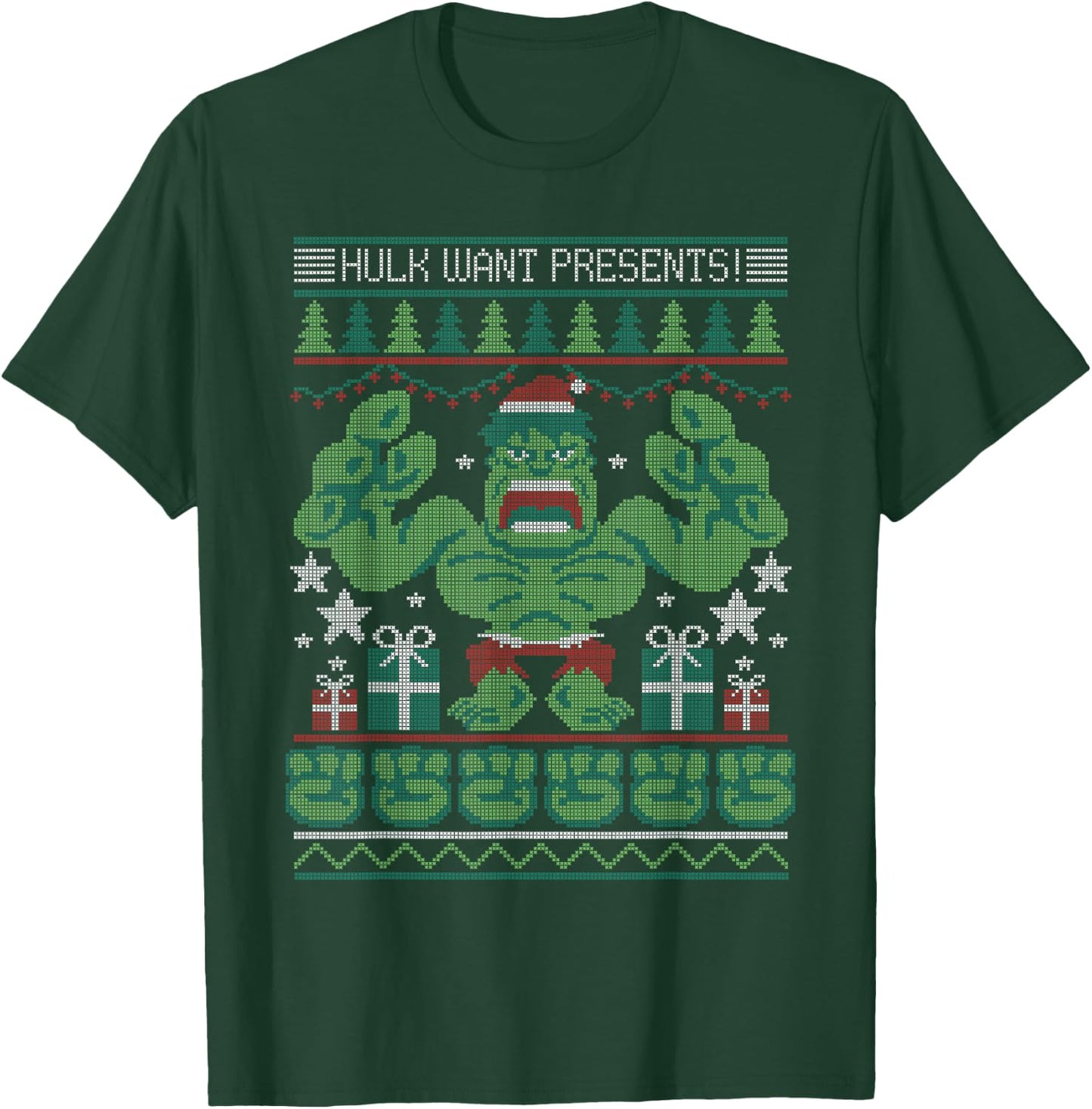 Marvel Hulk Wants Presents Holiday Sweater T-Shirt - T-Shirt | Forest