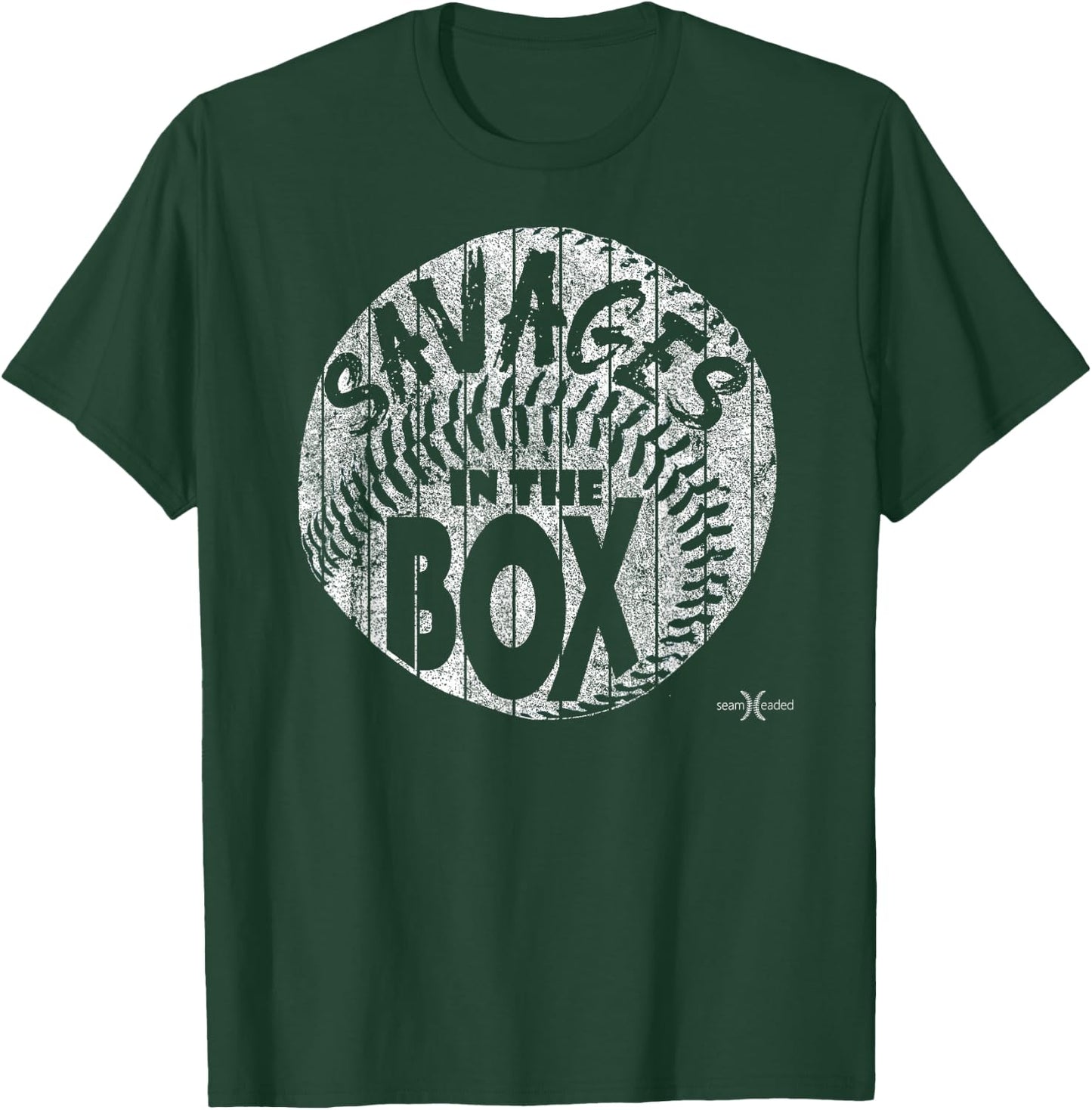 Vintage Savages in the Box Baseball T-Shirt - T-Shirt | Forest
