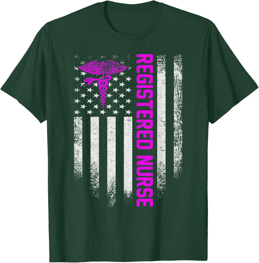 Vintage USA RN Registered Nurse American Flag Small T-Shirt - T-Shirt | Forest