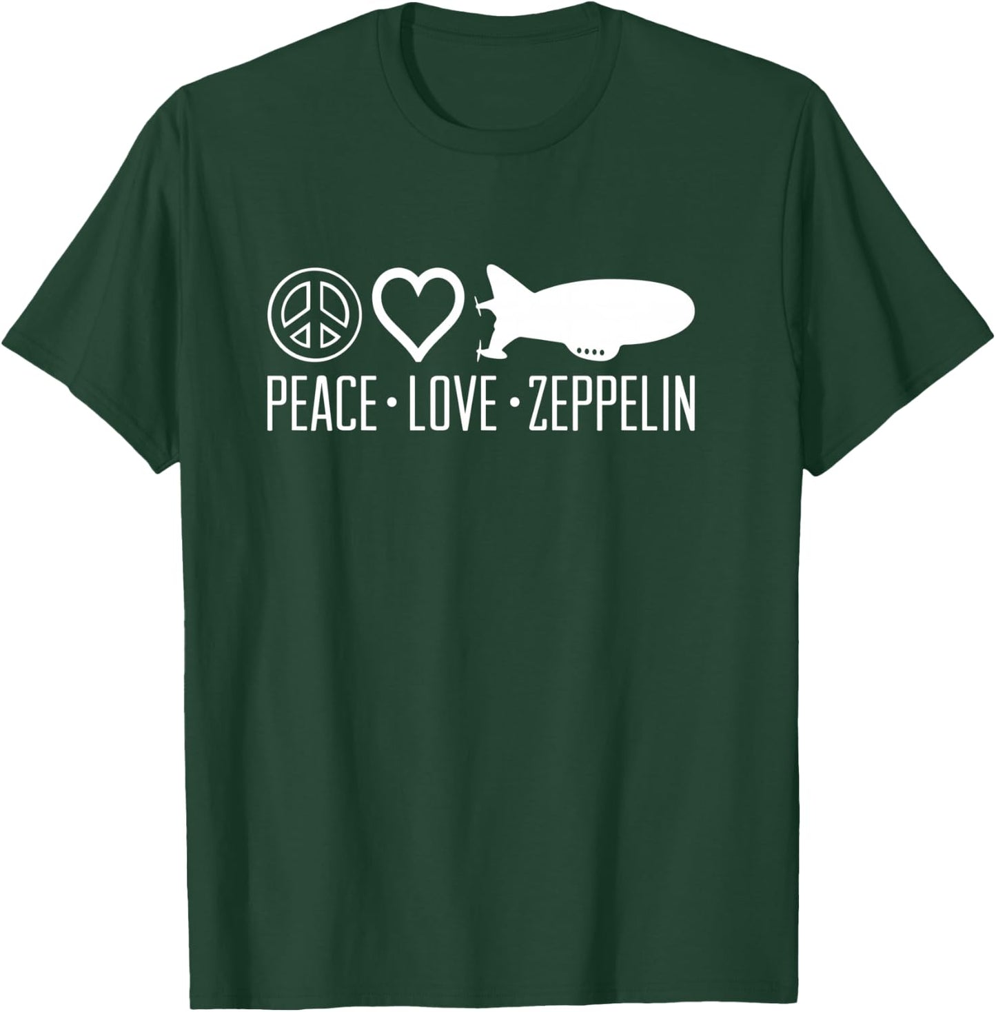 Peace Love Zeppelin Airship Retro Fans T-Shirt - T-Shirt | Forest