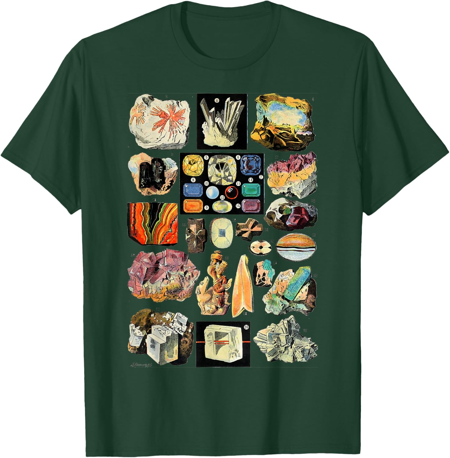Minerals Gemstones and Crystals Rock Collecting Geology T-Shirt - T-Shirt | Forest