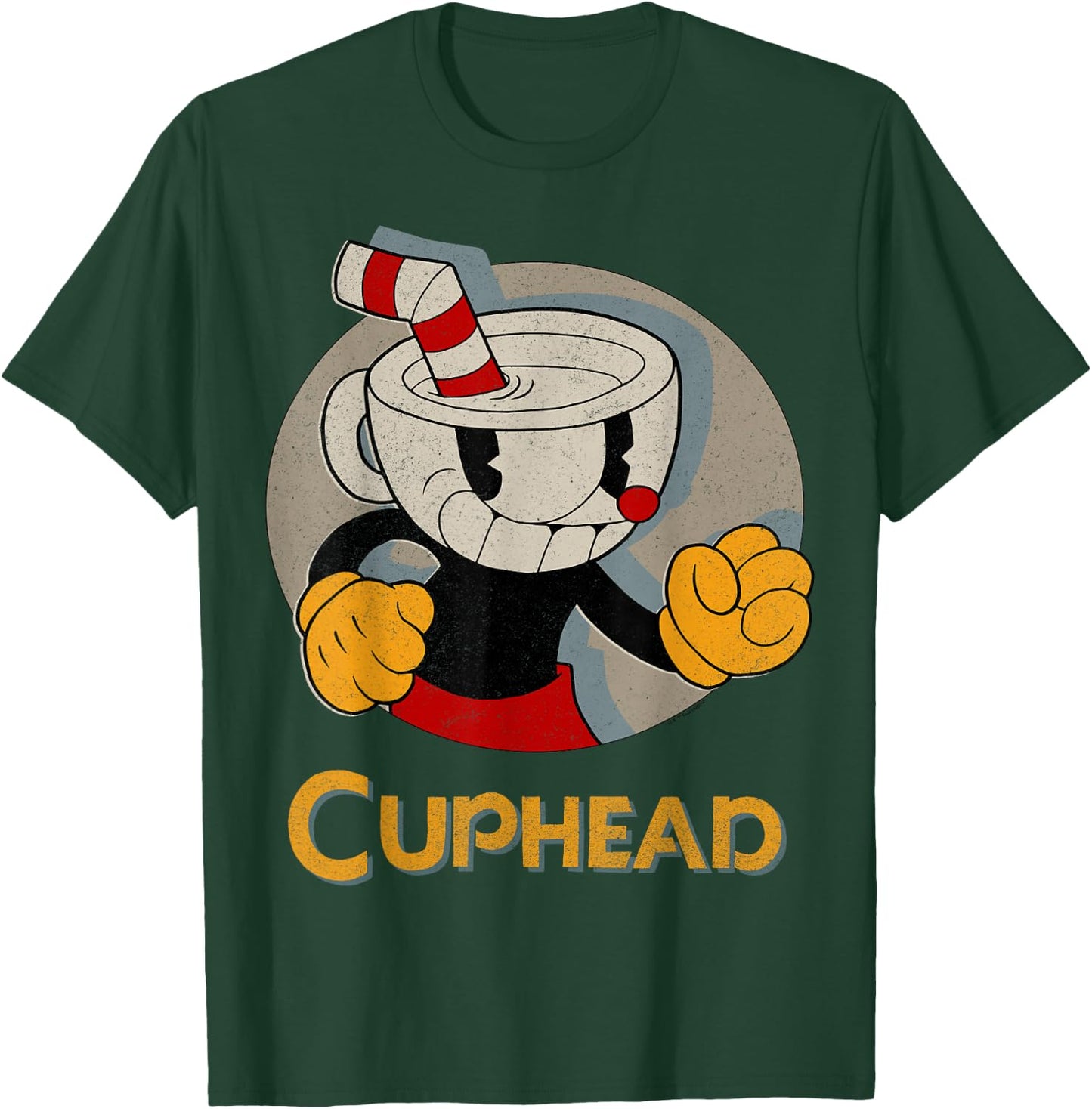 Cuphead Circle Shadow Profile Vintage T-Shirt - T-Shirt | Forest