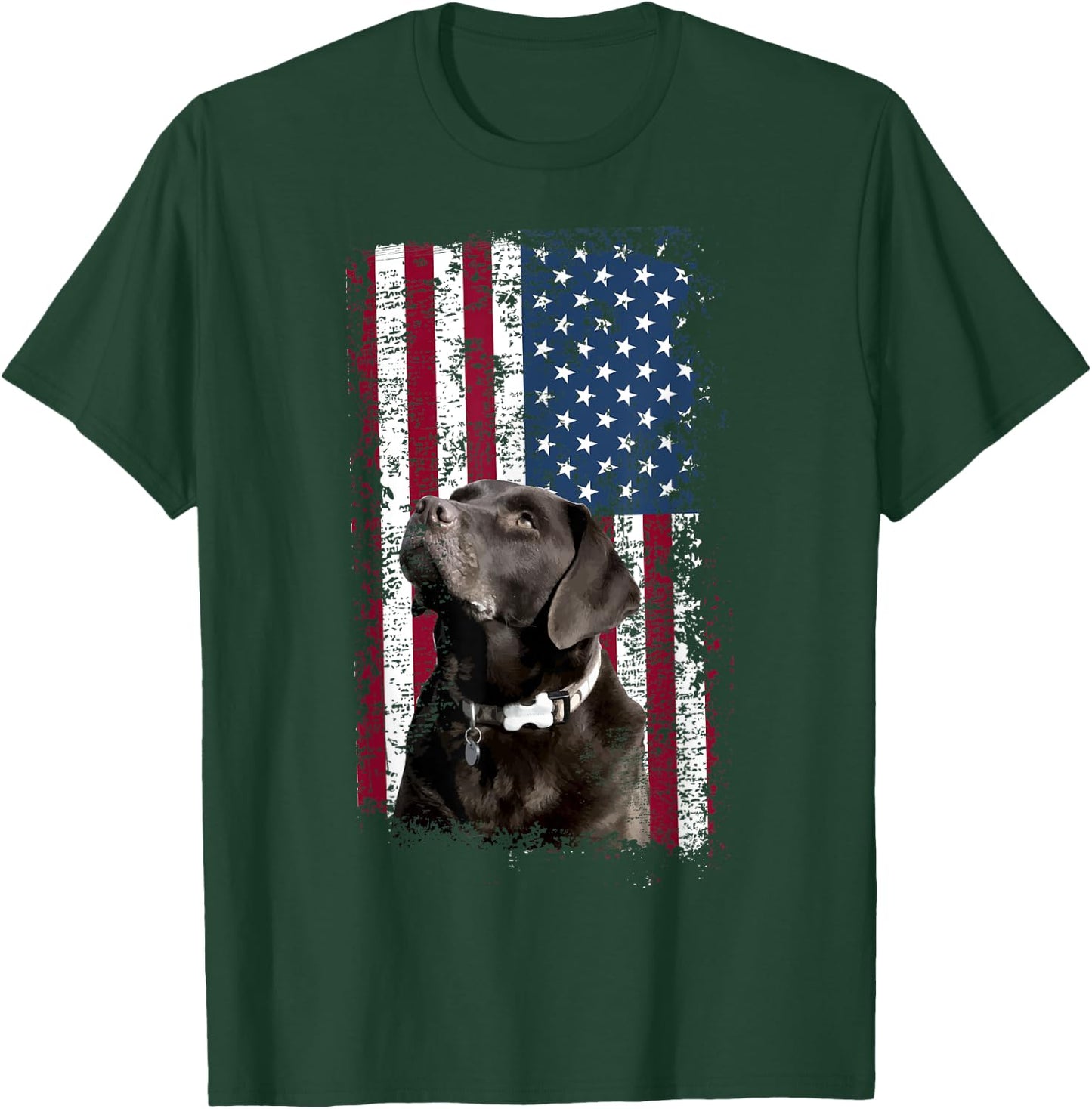 Patriotic USA Flag Black Labrador for Lab Owners T-Shirt - T-Shirt | Forest