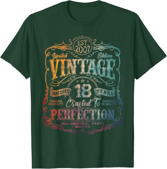 Vintage 2007 Limited Edition Shirt 18 Year Old 18th Birthday T-Shirt - T-Shirt | Forest