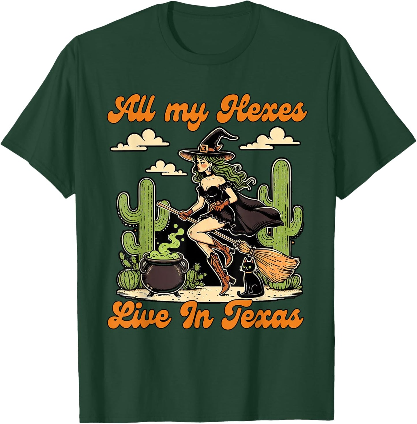 Western Halloween Cowgirl Witch All My Hexes Live In Texas T-Shirt - T-Shirt | Forest