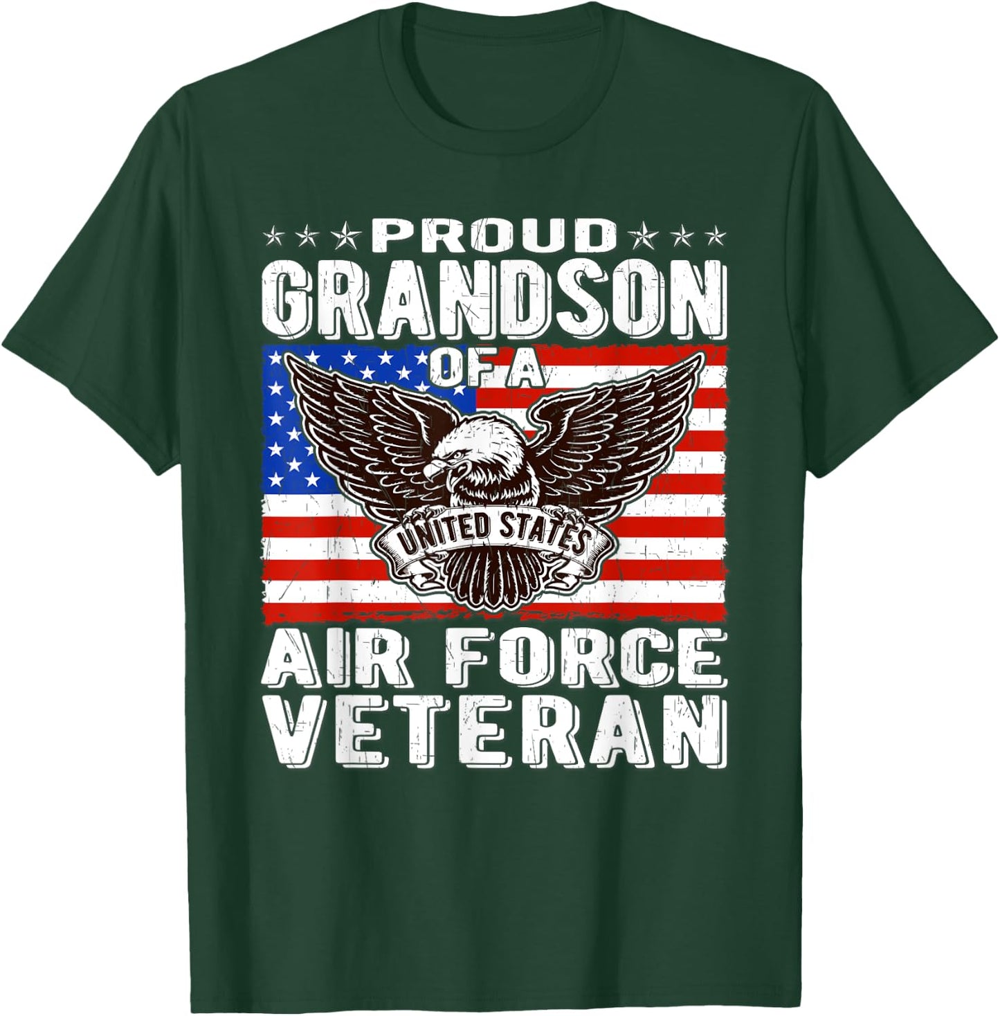 Proud Grandson Of An Air Force Veteran Patriotic Military T-Shirt - T-Shirt | Forest