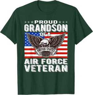 Proud Grandson Of An Air Force Veteran Patriotic Military T-Shirt - T-Shirt | Forest
