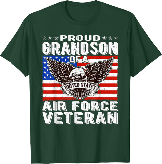 Proud Grandson Of An Air Force Veteran Patriotic Military T-Shirt - T-Shirt | Forest