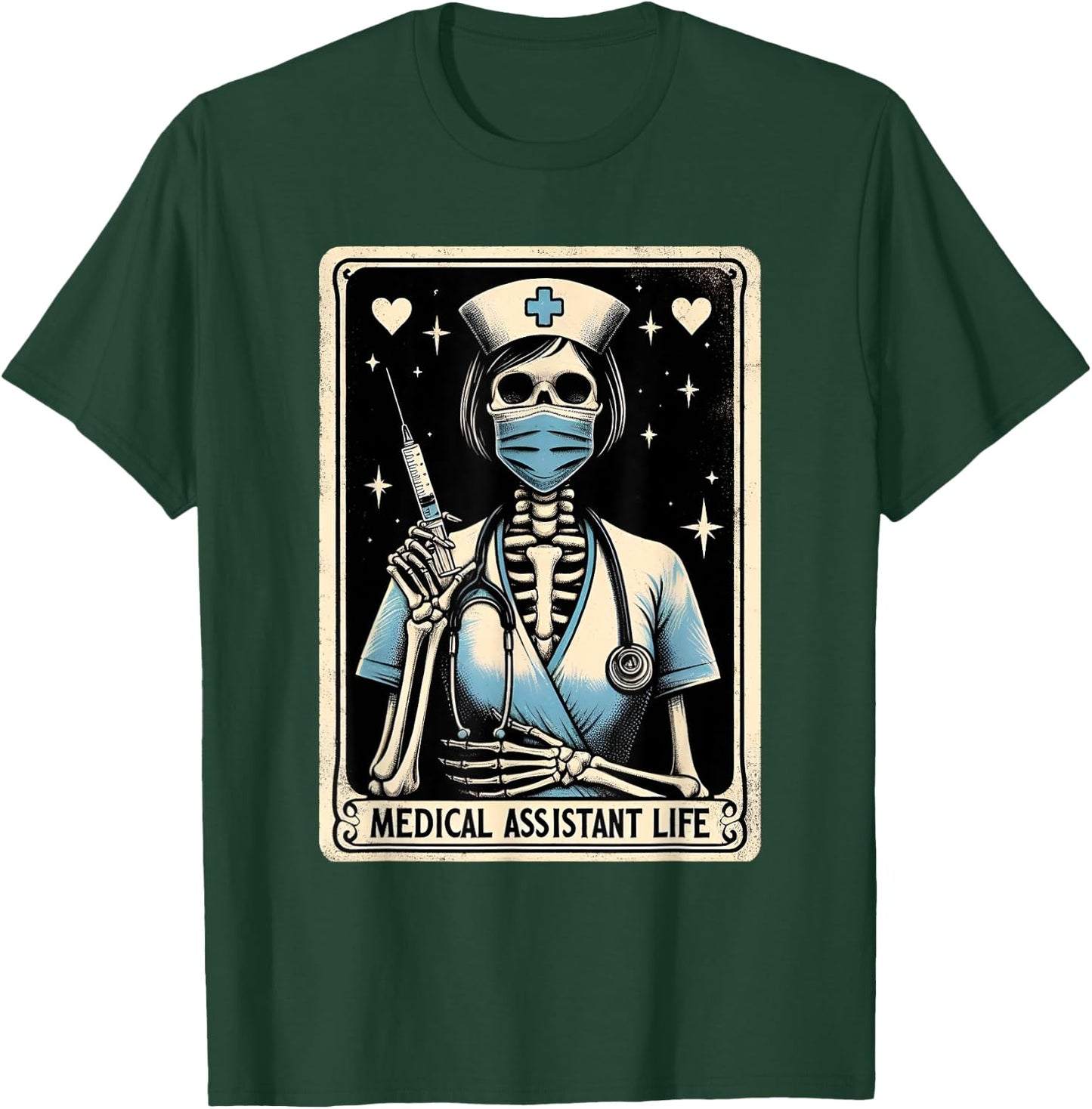 Medical Assistant skeleton Tarot card Halloween Nursing T-Shirt - T-Shirt | Forest