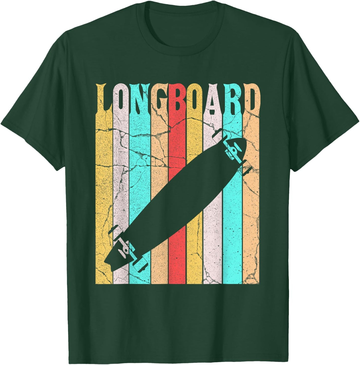 Distressed Retro Longboard Longboarding Lovers Gift T-Shirt - T-Shirt | Forest