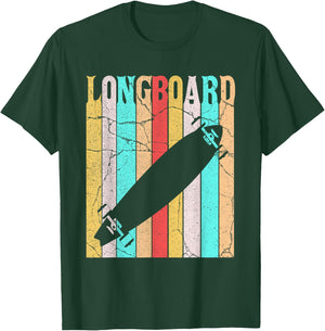 Distressed Retro Longboard Longboarding Lovers Gift T-Shirt - T-Shirt | Forest