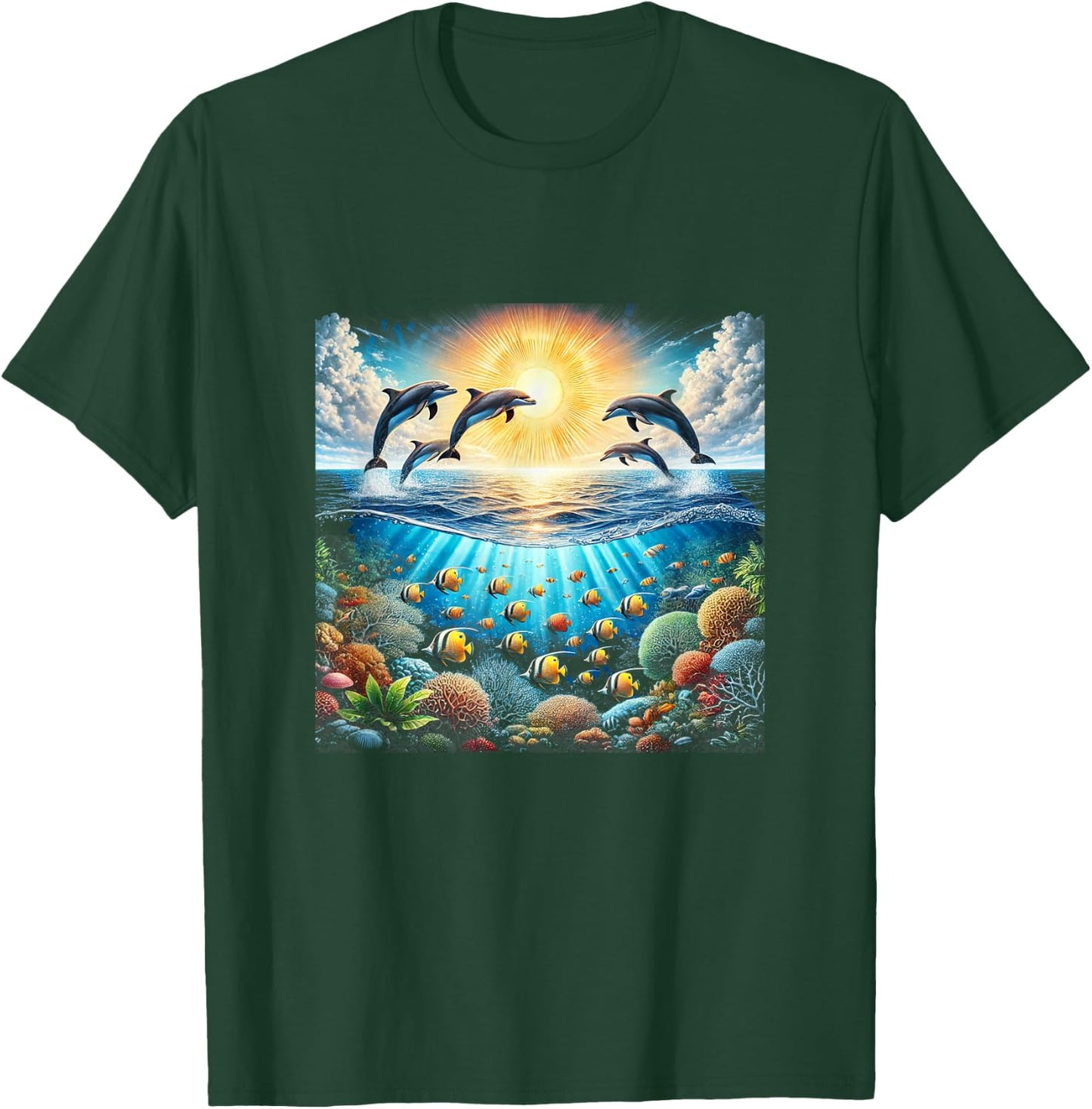 90s Dolphin, Aloha Hawaiian Dolphins, Colorful Beach T-Shirt - T-Shirt | Forest