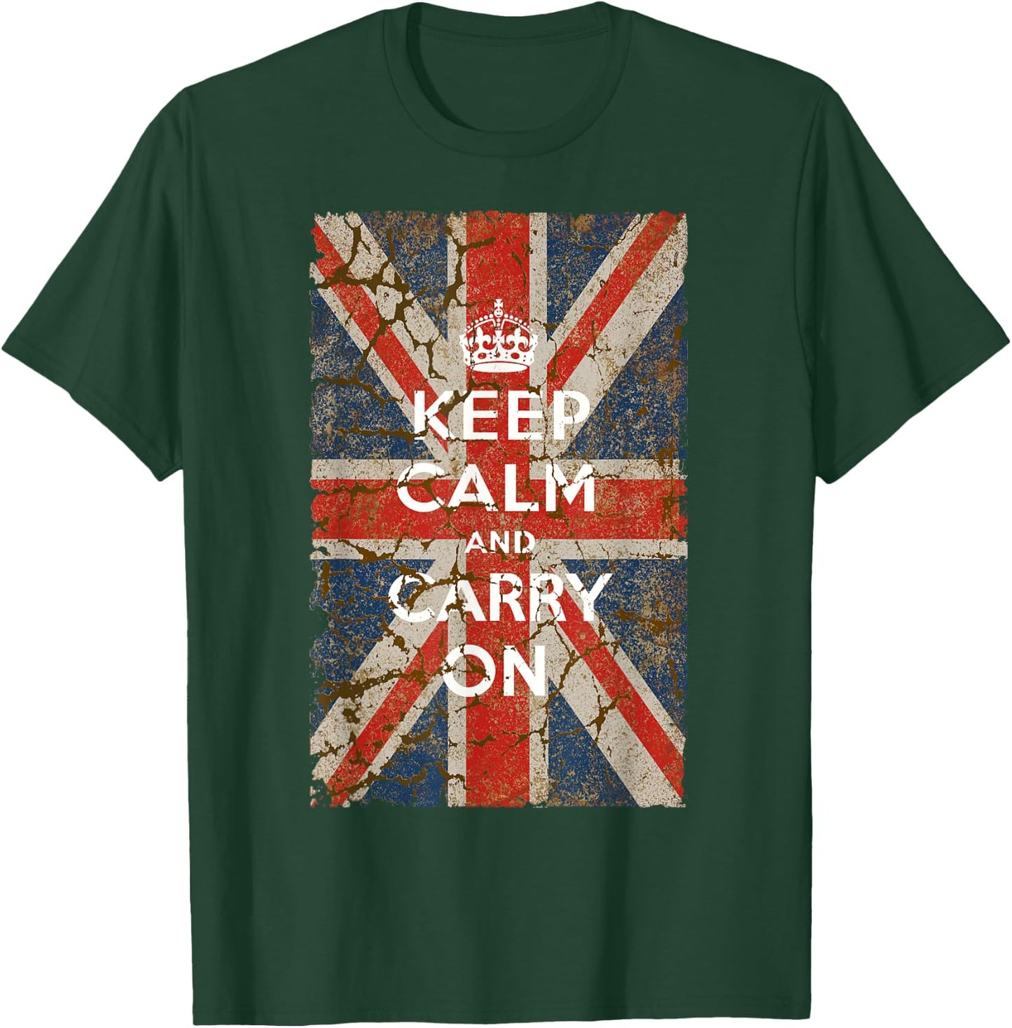 Keep Calm and Carry On with UK Flag T-Shirt - T-Shirt | Forest