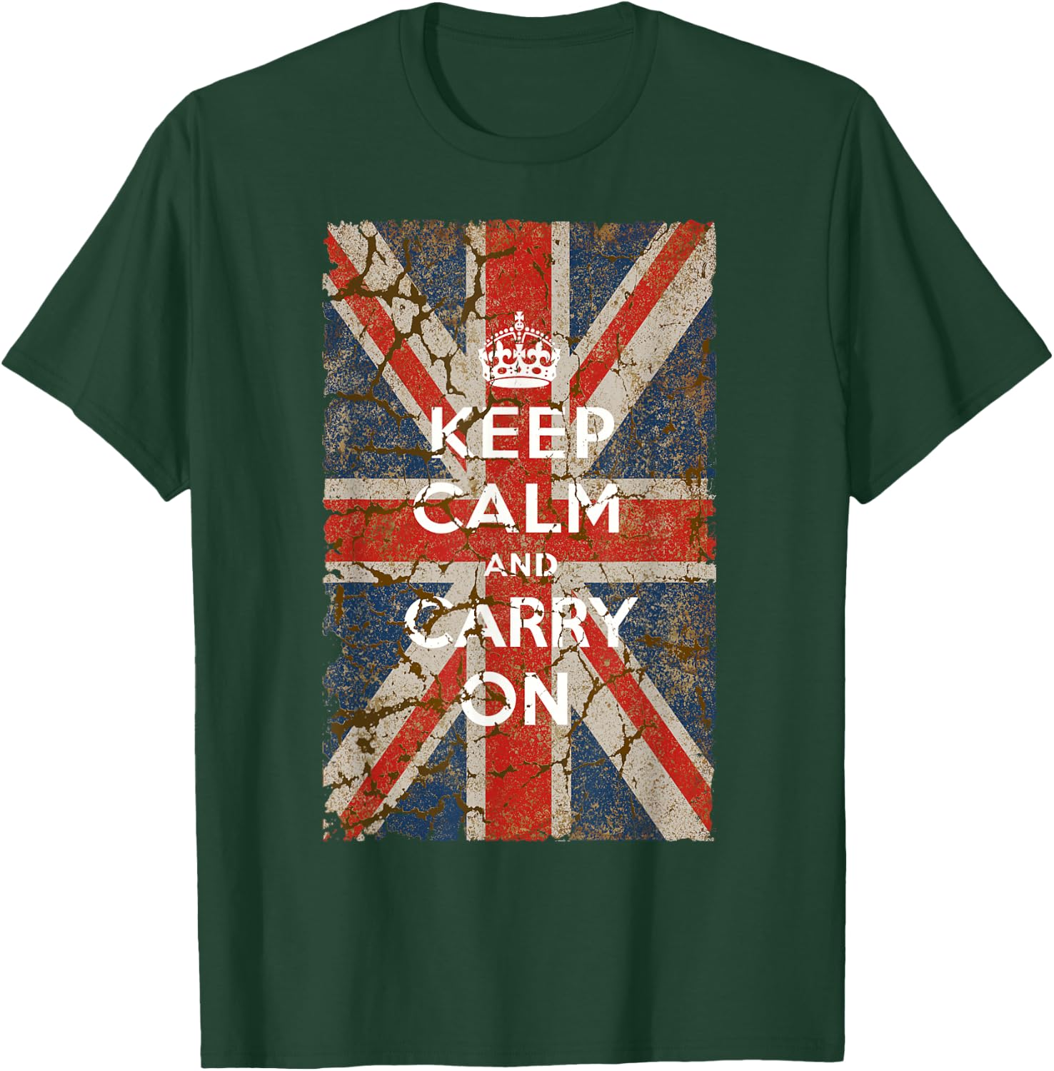 Keep Calm and Carry On with UK Flag T-Shirt - T-Shirt | Forest
