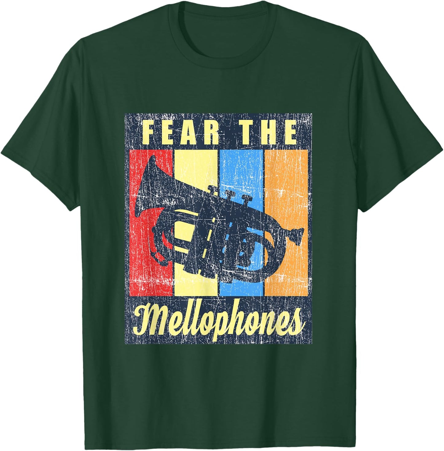Fear The Mellophones Funny Marching Band Instrument Retro T-Shirt - T-Shirt | Forest