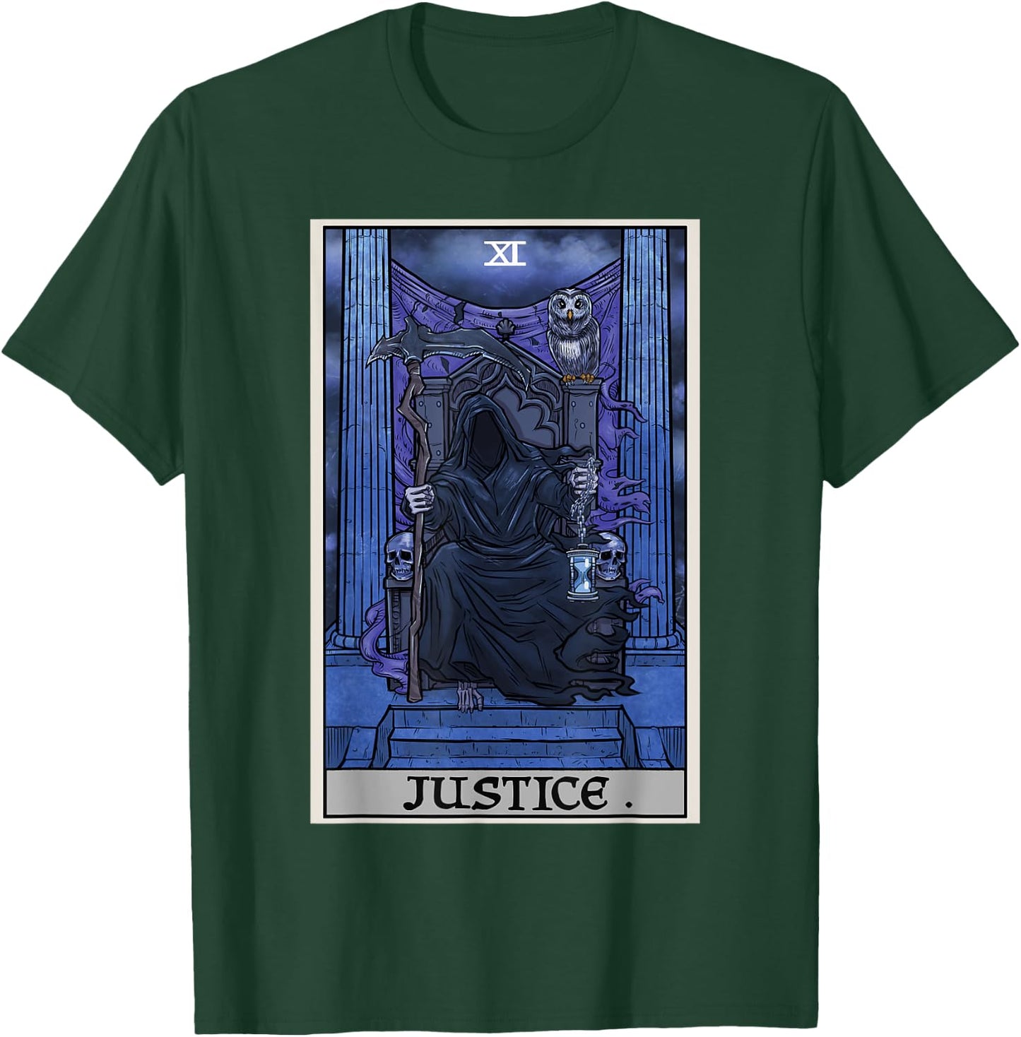 Justice Tarot Card Grim Reaper Halloween Gothic Witch Horror T-Shirt - T-Shirt | Forest