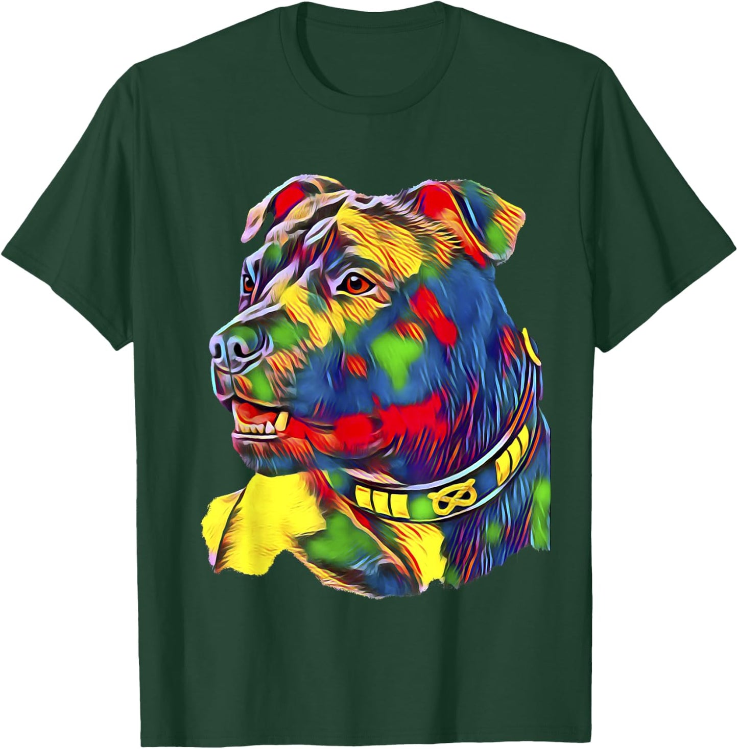 Watercolor Art Colorful American Staffordshire Bull Terrier T-Shirt - T-Shirt | Forest