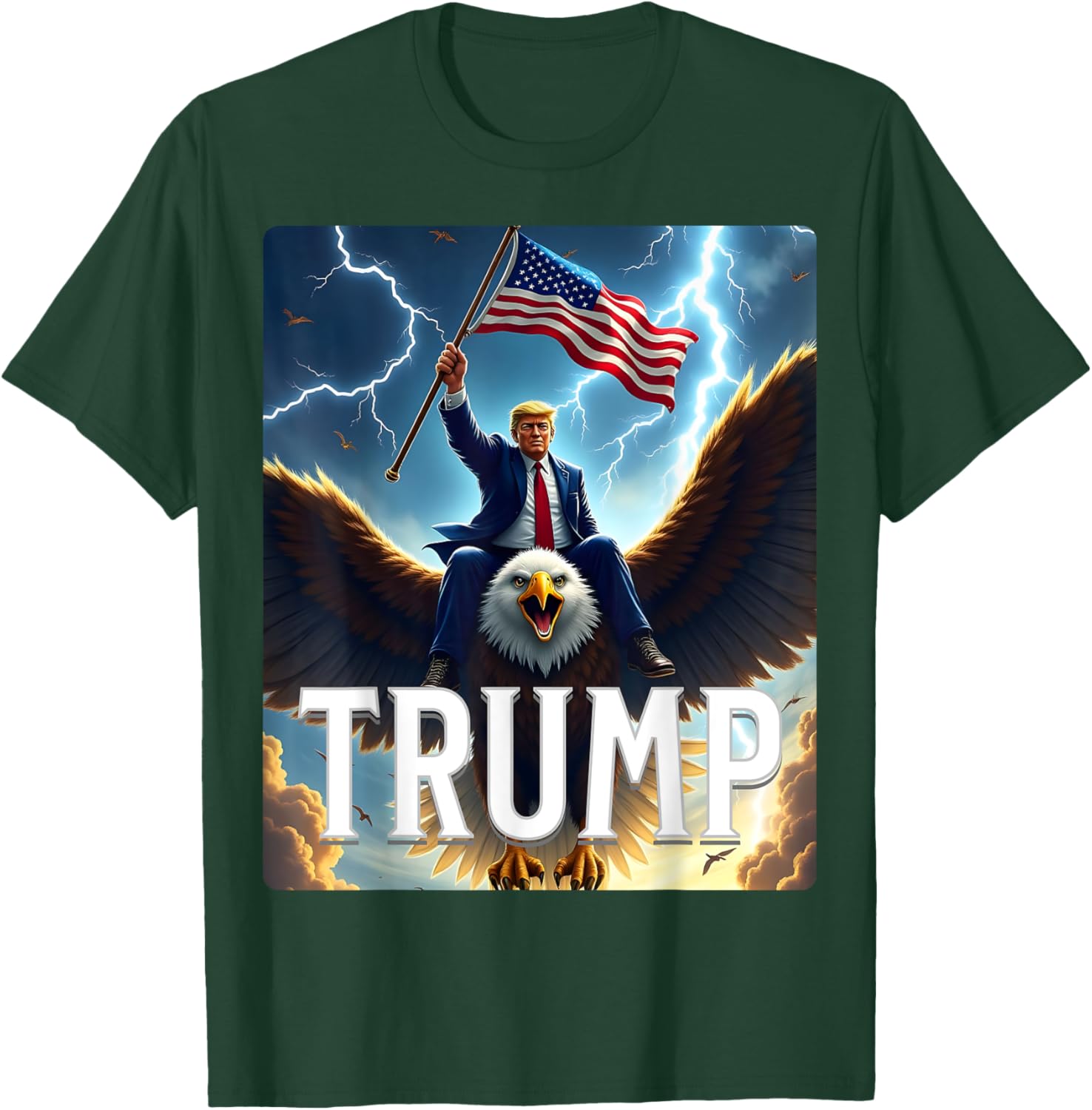 Zenzo's Atomic Political Designs President Trump Eagle Patriotic - Black, Small, -Adults, Conservative Trump Supporters, Short Sleeve T-Shirt - T-Shirt | Forest