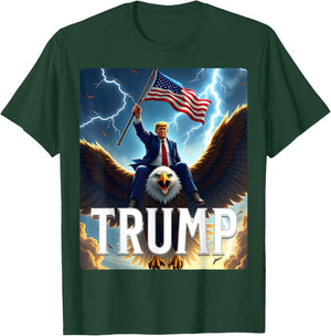 Zenzo's Atomic Political Designs President Trump Eagle Patriotic - Black, Small, -Adults, Conservative Trump Supporters, Short Sleeve T-Shirt - T-Shirt | Forest