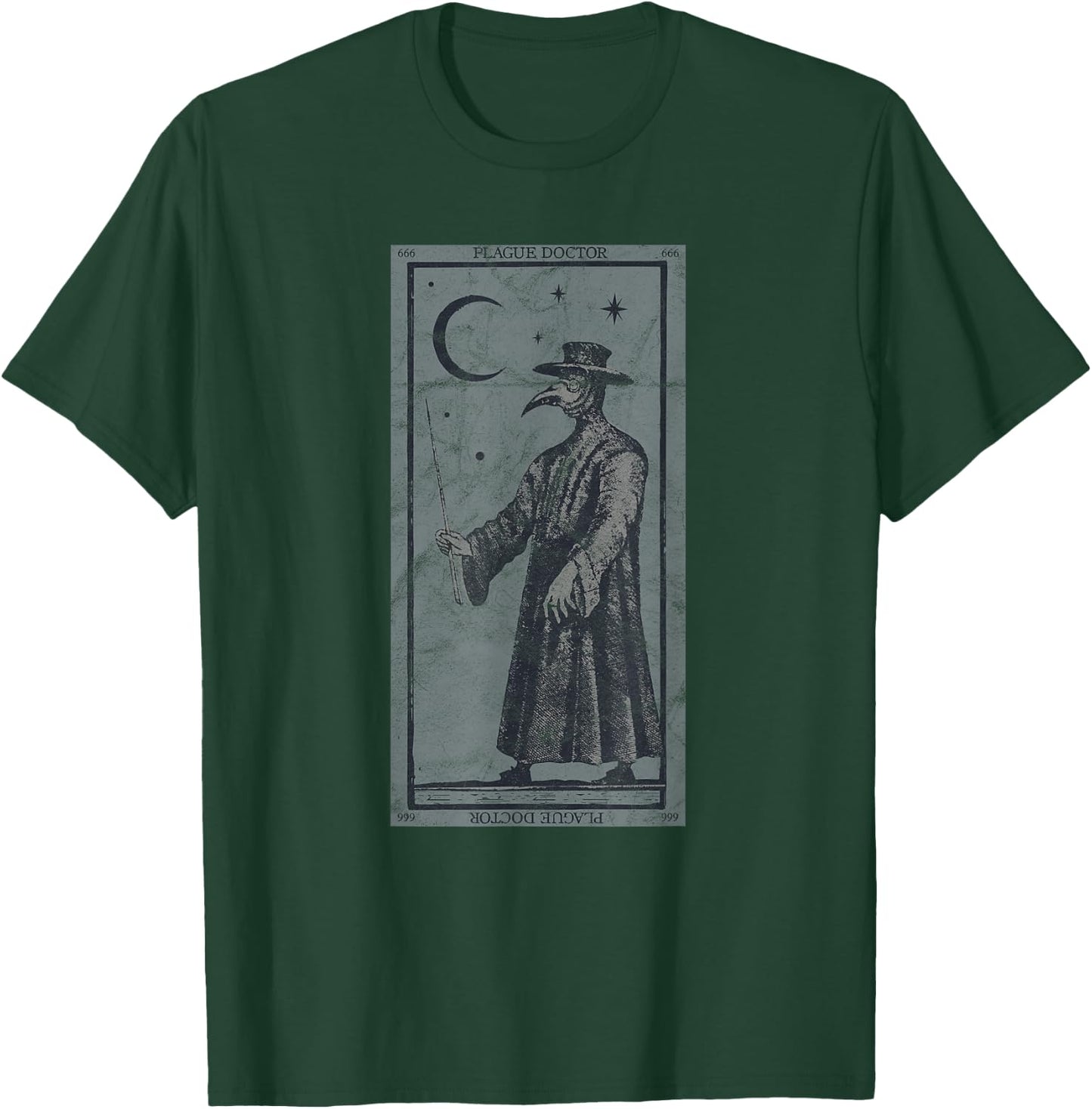Occult Plague Doctor Tarot Card Black Death Baphomet Devil T-Shirt - T-Shirt | Forest