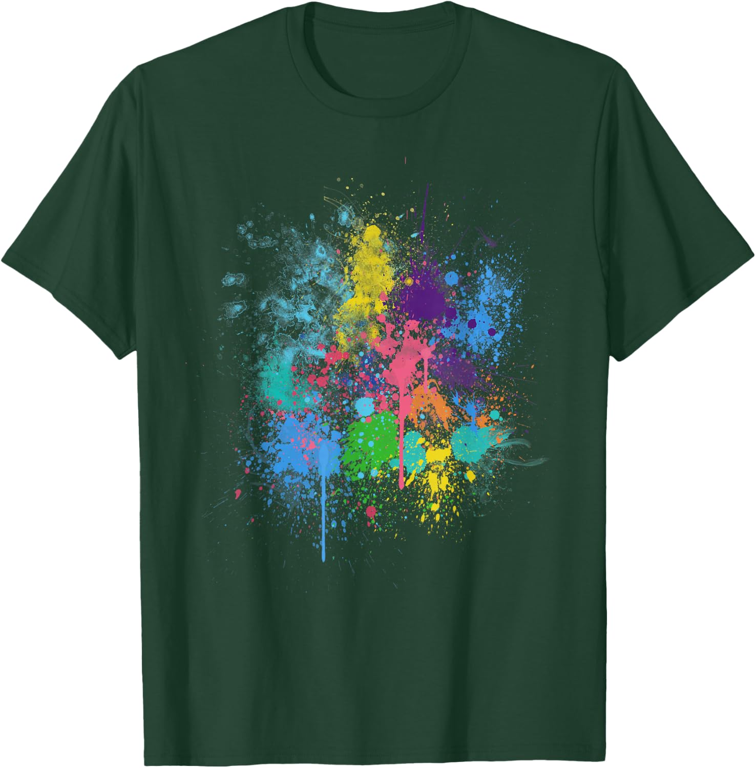 Pretty Abstract Paint Splatter Design Men Women Kids T-Shirt - T-Shirt | Forest