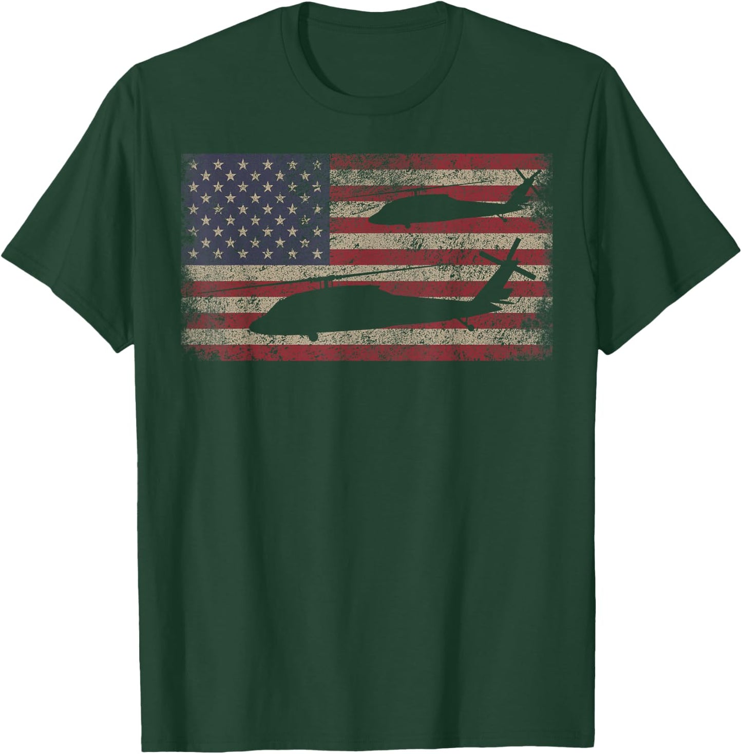 UH-60 Black Hawk Helicopter USA Vintage American T-Shirt - T-Shirt | Forest