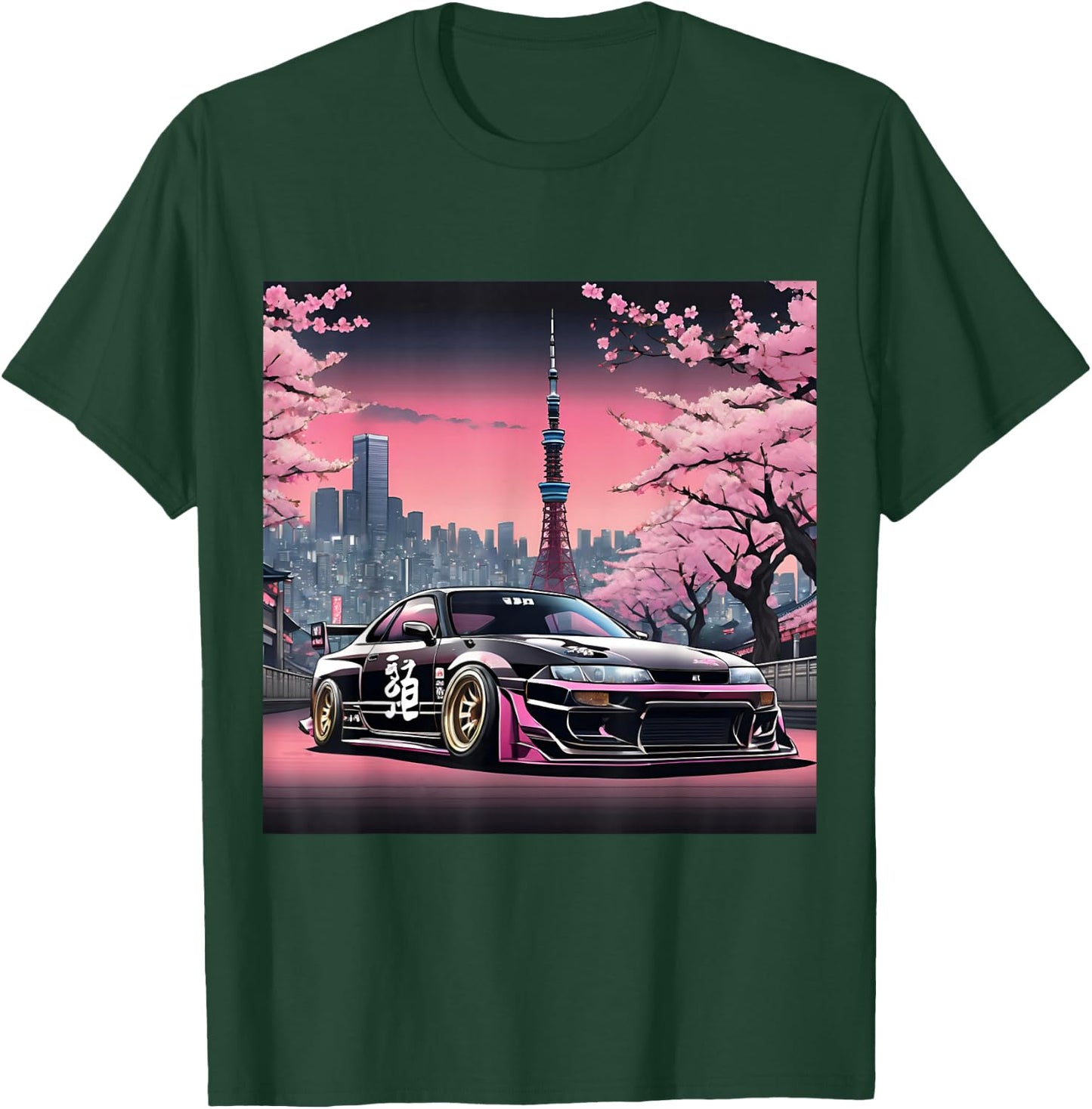 Vintage JDM Legend Drift Racing Car Tokyo At Night Art T-Shirt - T-Shirt | Forest