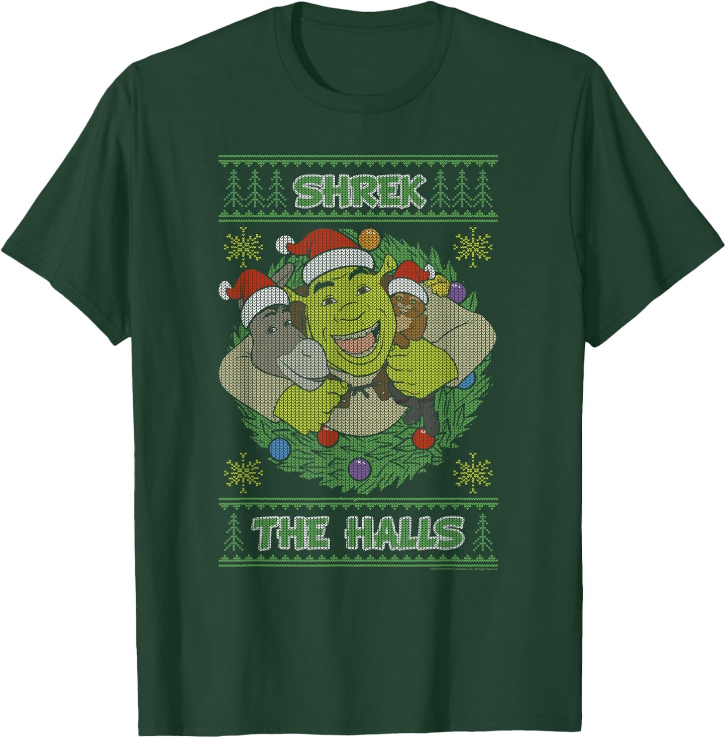 Shrek The Halls Holiday Text Pattern T-Shirt - T-Shirt | Forest