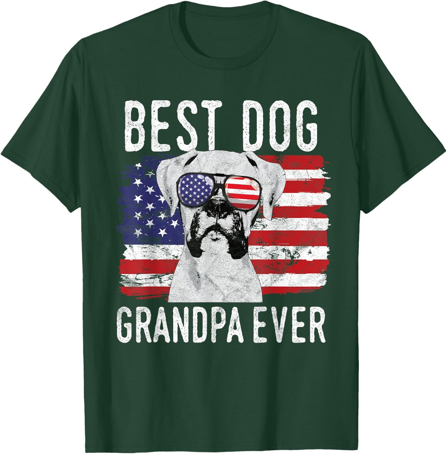 American Flag Best Dog Grandpa Ever Boxer USA Men T-Shirt - T-Shirt | Forest